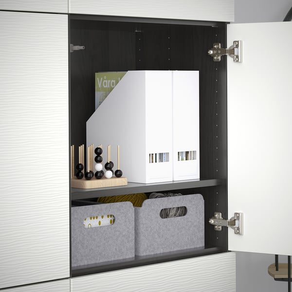 BESTÅ Storage combination with doors, black-brown/Laxviken white, 120x42x193 cm