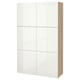 BESTÅ Storage combination with doors, white stained oak effect/Selsviken high-gloss/white, 120x42x193 cm