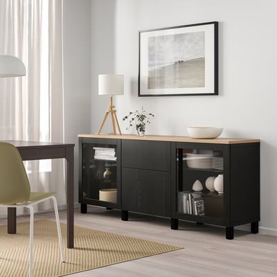 BESTÅ Storage combination with drawers, black-brown Sindvik/Lappviken/Stubbarp black-brown, 180x42x76 cm