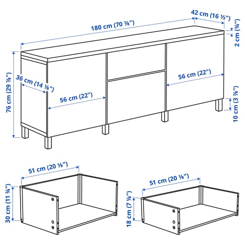 BESTÅ Storage combination with drawers, black-brown Sindvik/Lappviken/Stubbarp black-brown, 180x42x76 cm