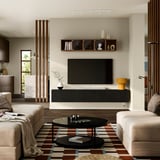 BESTÅ TV bench with doors, black-brown/Lappviken black-brown, 240x42x38 cm