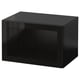 A black IKEA BESTÅ storage unit with a glass door.