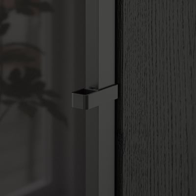 BILLY / HÖGBO Bookcase with glass doors, black oak effect, 80x30x202 cm