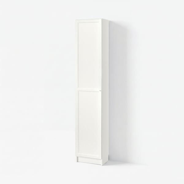 BILLY / OXBERG Bookcase with door, white, 40x30x202 cm