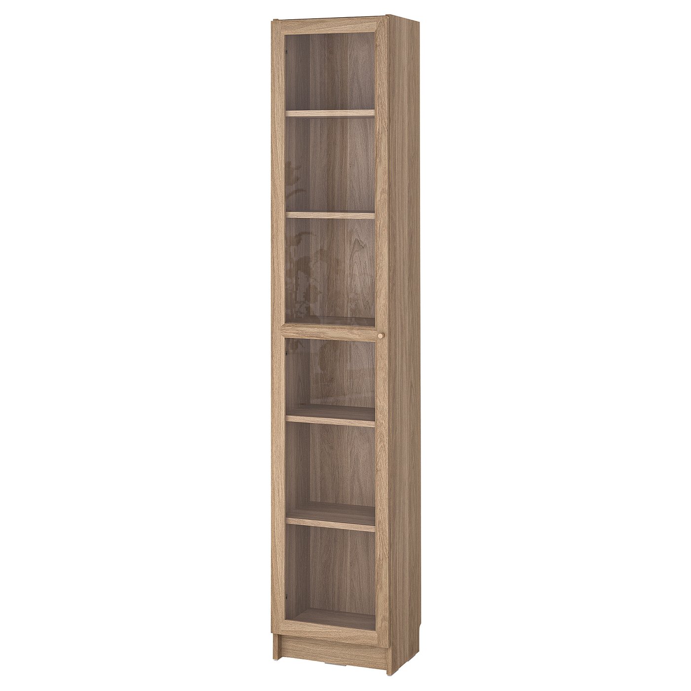 BILLY / OXBERG bookcase with glass door, oak effect/clear glass