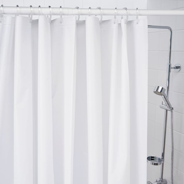 BJÄRSEN Shower curtain, white, 180x200 cm