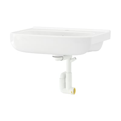 BJÖRKÅN Wash-basin with water trap, white, 54x40 cm
