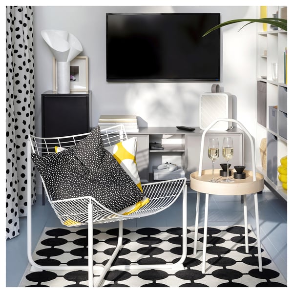 BJÖRKGRÅMAL Cushion cover, black/white, 50x50 cm