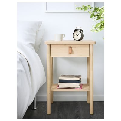 BJÖRKSNÄS Bedside table, birch, 48x38 cm