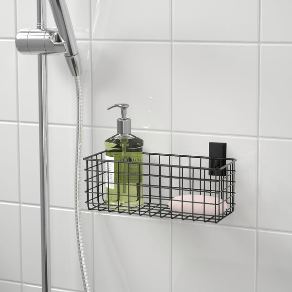 BLECKSJÖN Wall basket, black, 31x12x12 cm