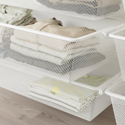 BOAXEL Mesh basket, white, 60x40x15 cm