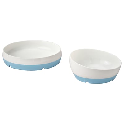 BÖRJA Plate/bowl, white/blue