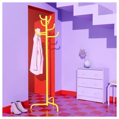 BONDSKÄRET Hat and coat stand, yellow, 175 cm