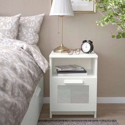BRIMNES Bedside table, white, 39x41 cm