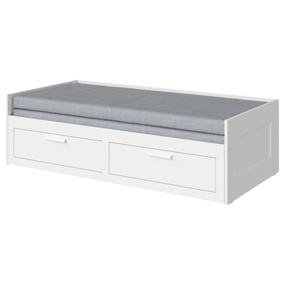 BRIMNES Day-bed w 2 drawers/2 mattresses, white/Ågotnes firm, Single