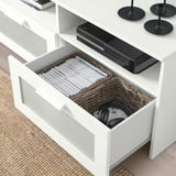BRIMNES TV storage combination/glass doors, white, 376x41x190 cm