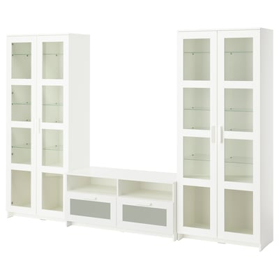 BRIMNES TV storage combination/glass doors, white, 280x41x190 cm