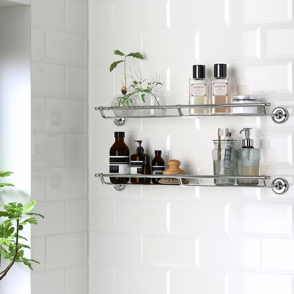 BROFJÄRDEN Wall shelf, chrome effect, 60x6 cm