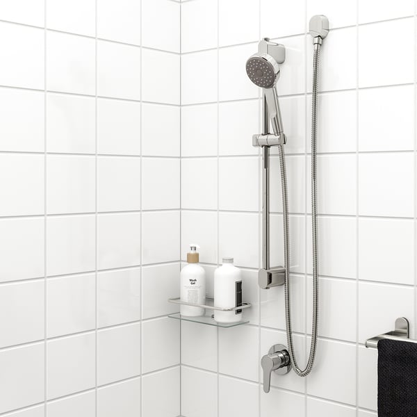 BROGRUND Riser rail w handshower/wall outlet, chrome-plated