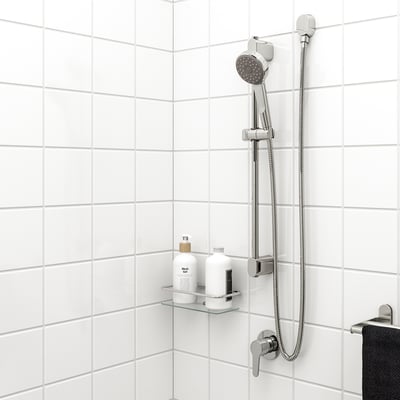 BROGRUND Riser rail w handshower/wall outlet, chrome-plated
