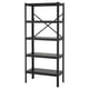 A black, metal BROR shelf with four tiers, suitable for heavy storage.