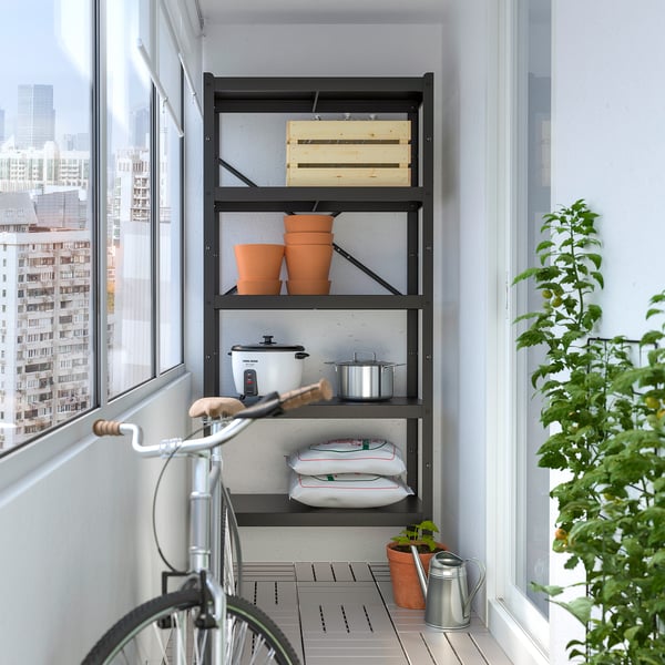 BROR Shelving unit, with 5 shelves/black, 85x40x190 cm