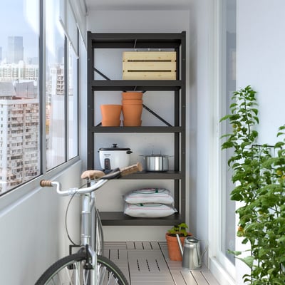 BROR Shelving unit, with 5 shelves/black, 85x40x190 cm