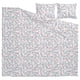 BRUDKRUSBÄR duvet set, wildflower pattern in blue, orange, white on white cotton, includes cover and 2 pillowcases.