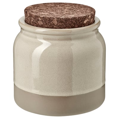BRUGDHAJ Jar with lid, beige, 1 l