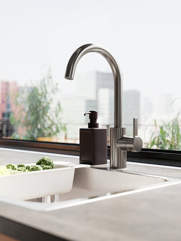 DELSJÖN Kitchen mixer tap, pewter effect