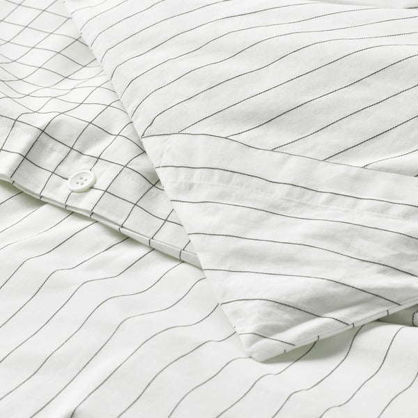 DOFTAKLEJA Duvet cover and 2 pillowcases, white/anthracite, 240x220/50x80 cm