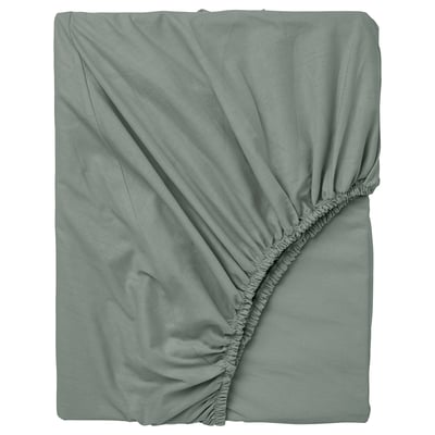 DVALA Fitted sheet, grey-green, Queen