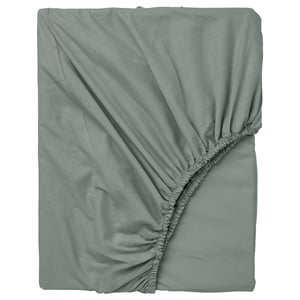 DVALA Fitted sheet, grey-green, Queen