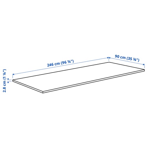 Illustration with measurements for the product: EKBACKEN.
