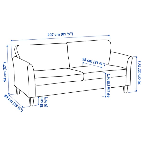 EKHOLMA 3-seat sofa, Hakebo beige