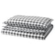 EKTANDVINGE Duvet cover and pillowcase, anthracite white/check, 150x200/50x80 cm