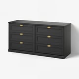 FÅGELFJÄLLET Chest of 6 drawers, black oak effect, 160x51x78 cm