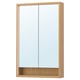 Faxaveln mirror cabinet, light wood, rectangular, wall-mounted, with sliding doors and built-in lighting.