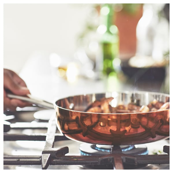 FINMAT Sauté pan with lid, copper/stainless steel, 25 cm