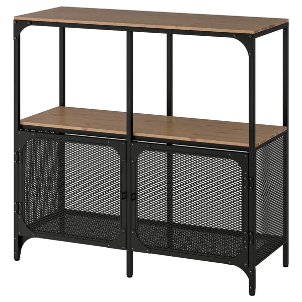 FJÄLLBO Shelving unit, black, 100x95 cm