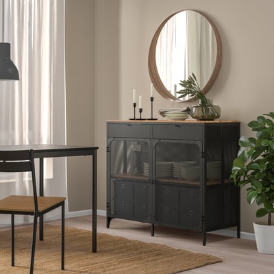 FJÄLLBO Sideboard, black, 111x47x95 cm