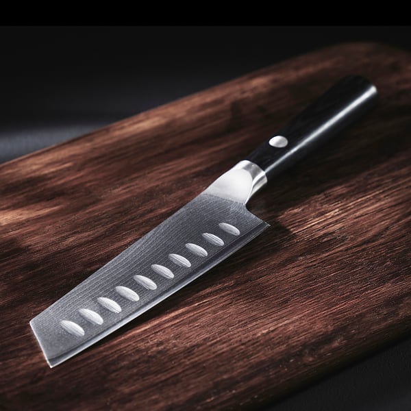 FJÄLLRÖDING Santoku knife, damascus steel/black, 16 cm