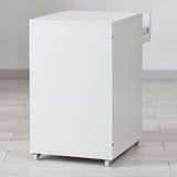 White mobile storage unit on wheels, with four drawers for organised storage.