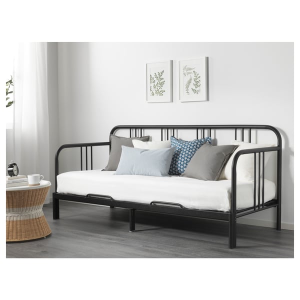 FYRESDAL Day-bed with 2 mattresses, black/Ågotnes firm, Single