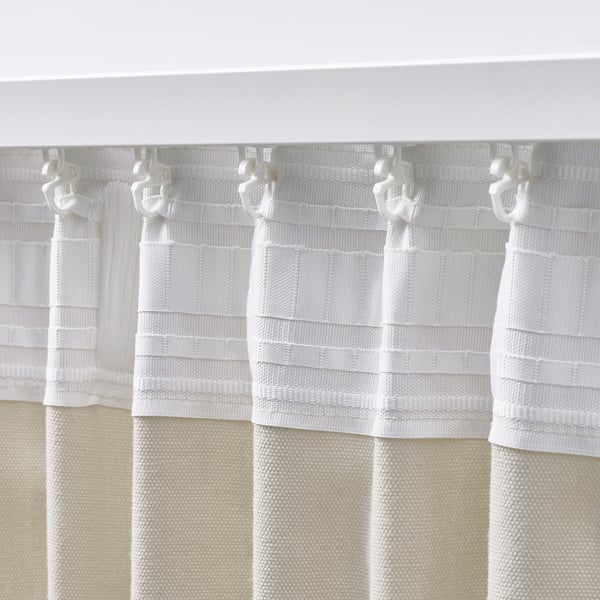 GINSTMOTT Curtains, 1 pair, beige/with heading tape, 145x250 cm