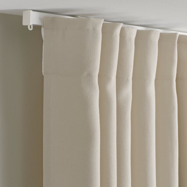 GINSTMOTT Curtains, 1 pair, beige/with heading tape, 145x250 cm