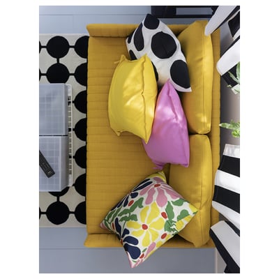 GLANSHÄGG pillow, floral design, multicoloured, square, recycled polyester.