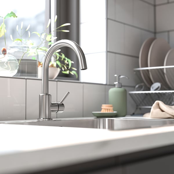 GLYPEN Kitchen mixer tap, stainless steel effect