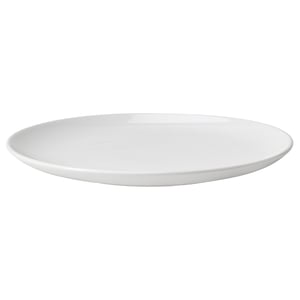White circular plate, made of stoneware with coloured glaze, simple and stylish design for any occasion.