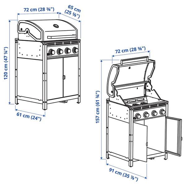 GRILLSKÄR Gas barbecue, black/stainless steel outdoor, 72x61 cm
